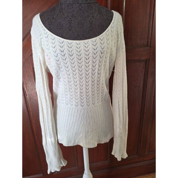 Express Cream Knit Sweater For Women L Wool Angora - Picture 1 of 7